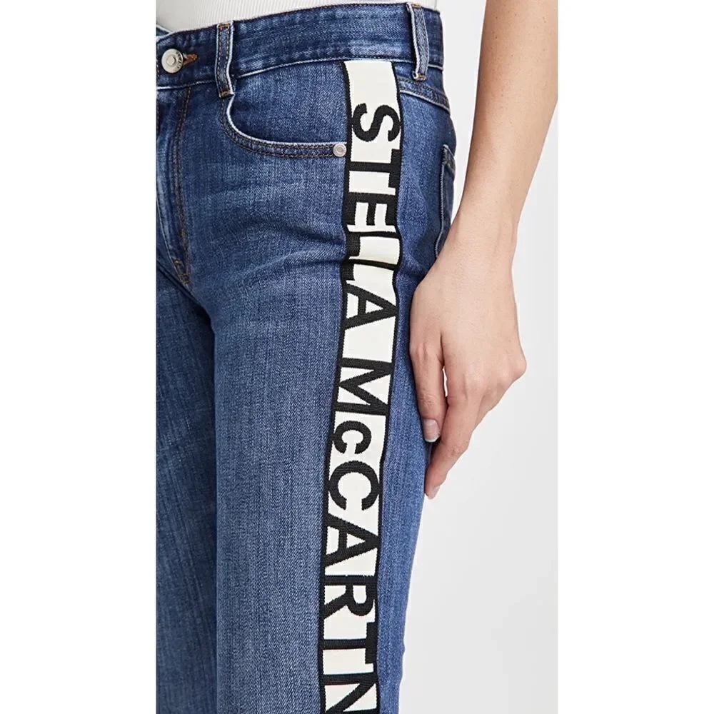 Stella McCartney Womens Dark Stone Logo Jeans - Sky Blue Size 24